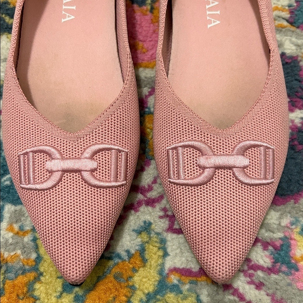 VIVAIA Pointed-Toe Flats Ena 2.0 Pink Embroidered Horsebit Size EU 37, US 6.5 - Picture 7 of 16